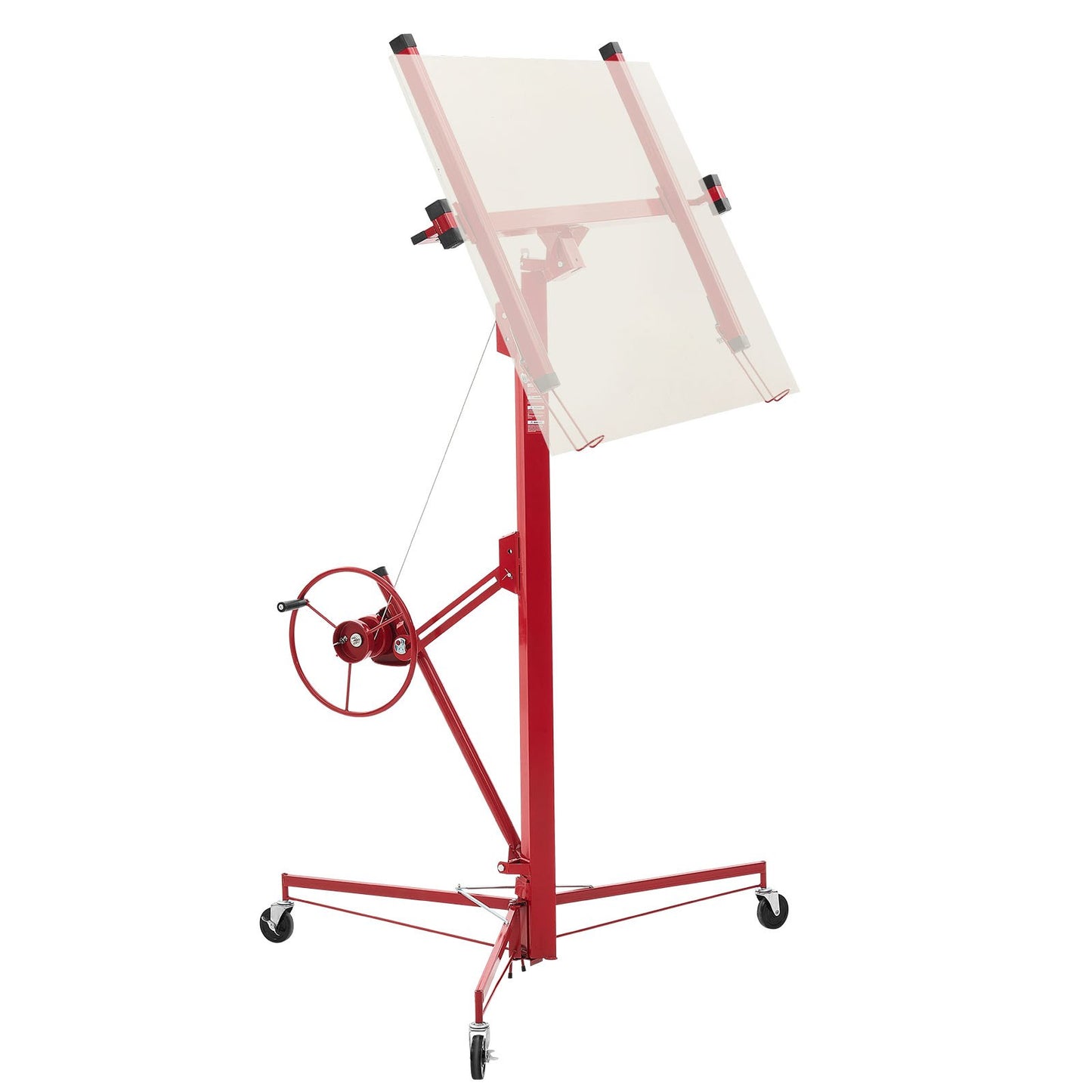 4877 mm Drywall Lift, Heavy-Duty 68 kg Sheetrock Hoist with Adjustable Telescoping Arm, Lockable Wheels, Drywall Lifter Panel Jack Hoist Tools Ideal for Ceiling & Wall Installation (Red)