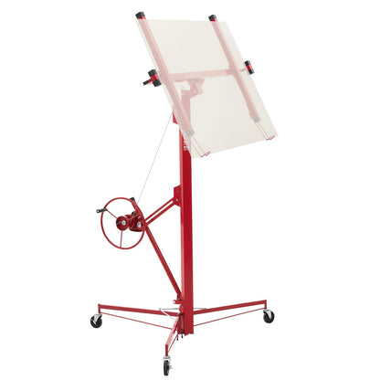4877 mm Drywall Lift, Heavy-Duty 68 kg Sheetrock Hoist with Adjustable Telescoping Arm, Lockable Wheels, Drywall Lifter Panel Jack Hoist Tools Ideal for Ceiling & Wall Installation (Red)