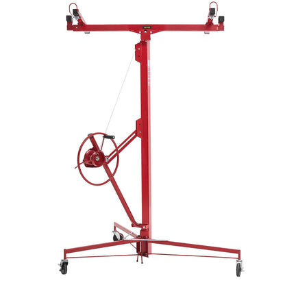 4877 mm Drywall Lift, Heavy-Duty 68 kg Sheetrock Hoist with Adjustable Telescoping Arm, Lockable Wheels, Drywall Lifter Panel Jack Hoist Tools Ideal for Ceiling & Wall Installation (Red)