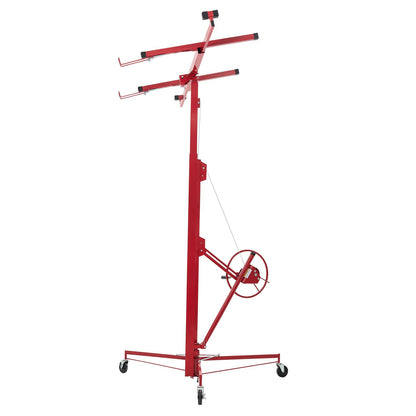 4877 mm Drywall Lift, Heavy-Duty 68 kg Sheetrock Hoist with Adjustable Telescoping Arm, Lockable Wheels, Drywall Lifter Panel Jack Hoist Tools Ideal for Ceiling & Wall Installation (Red)