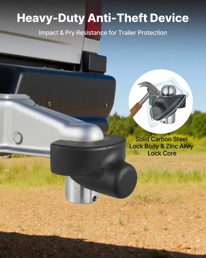 Trailer Hitch Lock, Compatible with 58.7 mm Couplers, Heavy-Duty Anti-Theft Trailer Ball Lock with 3 Keys, Prying-Resistant & Impact-Resistant, Fits for RVs, Boats, Off-Road Vehicles, Trailers