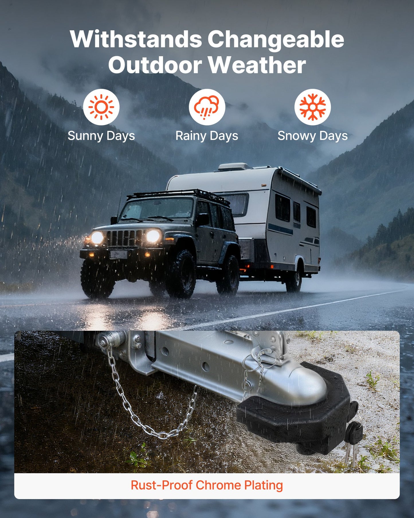 Trailer Hitch Lock Kit, Compatible with 58.7 mm Couplers, Heavy-Duty Anti-Theft Trailer Ball Lock with 3 Keys & Padlock, Prying-Resistant & Impact-Resistant, Fits for RVs, Boats, Trailers