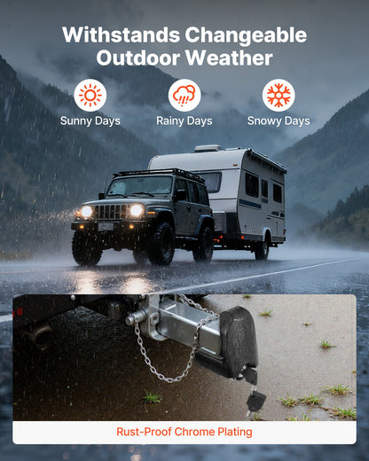Trailer Hitch Lock, Fits for 46 mm, 50.8 mm, 58.7 mm Couplers, Heavy-Duty Anti-Theft Trailer Ball Lock with 3 Keys, Prying-Resistant & Impact-Resistant, Fits for RVs, Boats, Trailers, Black