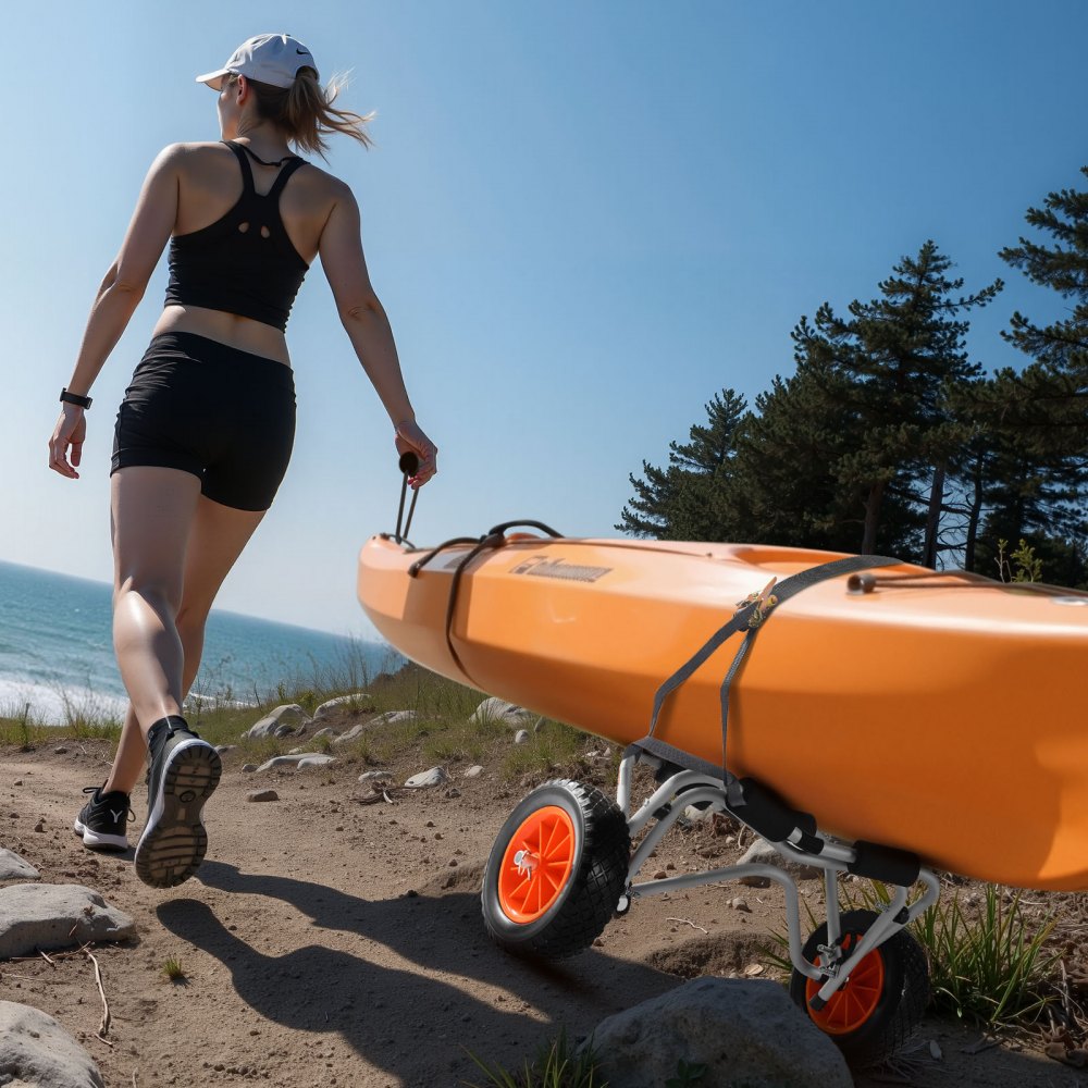 Kayak Cart 113.4 kg Foldable Canoe Carrier with 25.4 cm Solid Rubber Tires