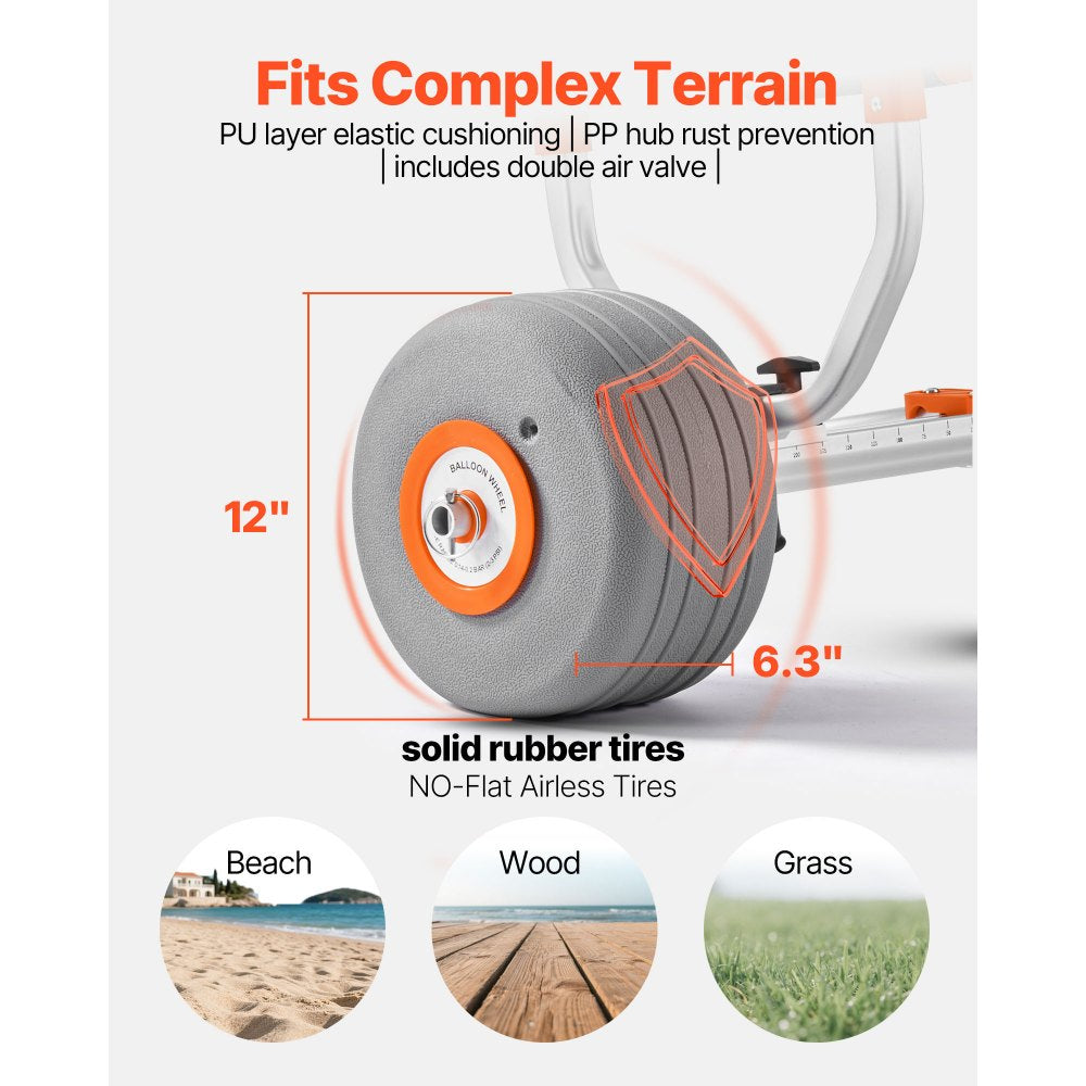 Kayak Cart 158.8 kg Detachable Canoe Carrier w/ 30.5cm Inflatable PU Tires