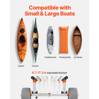 Kayak Cart 158.8 kg Detachable Canoe Carrier w/ 30.5cm Inflatable PU Tires