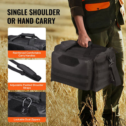 Tactical 3-Pistol Range Bag with Single Shoulder Strap, Black, 1.3 kg