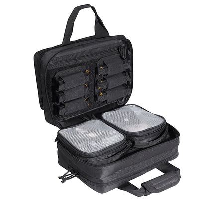 Tactical Range Bag for 2 Pistols with Built-in Gun Pockets, Black, 600D Polyester