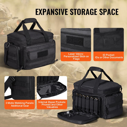 Soft Handgun Bag for 4 Pistols with Magazine Storage, Black, 37 × 26 × 23 cm