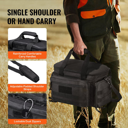 Soft Handgun Bag for 4 Pistols with Magazine Storage, Black, 37 × 26 × 23 cm