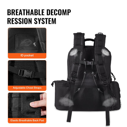 Tactical Range Backpack for 6 Pistols, Dual Shoulder, Black, 2.1 kg