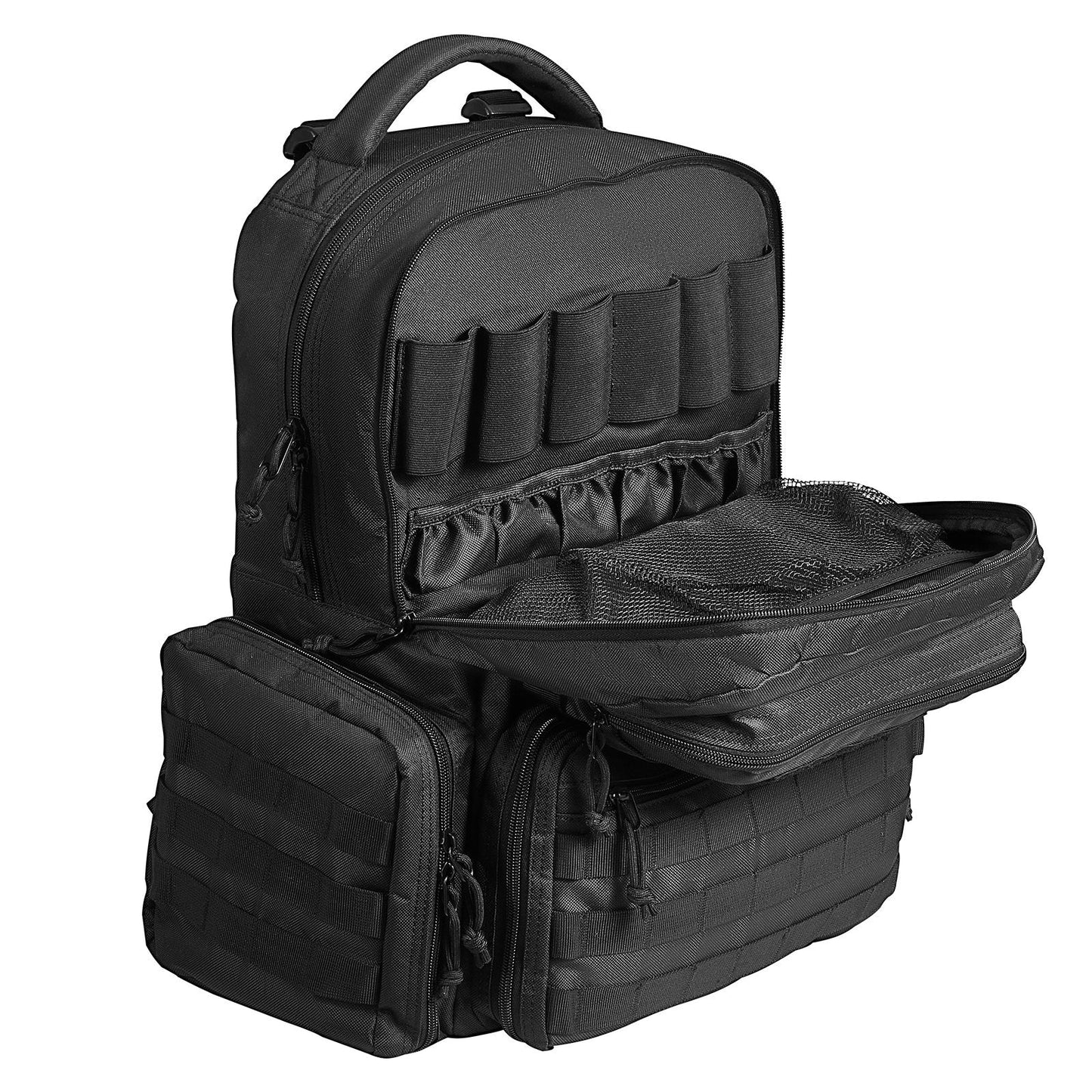 Tactical Range Backpack for 6 Pistols, Dual Shoulder, Black, 2.1 kg