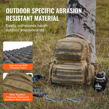 Tactical Brown Backpack for 6 Pistols with Ample Storage and Dual Shoulder Straps
