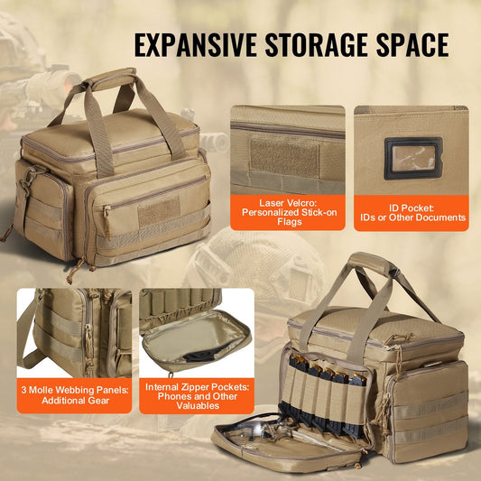 Soft Handgun Case for 4 Pistols with Shoulder Strap, Brown, 1.2 kg, 37×26×23 cm