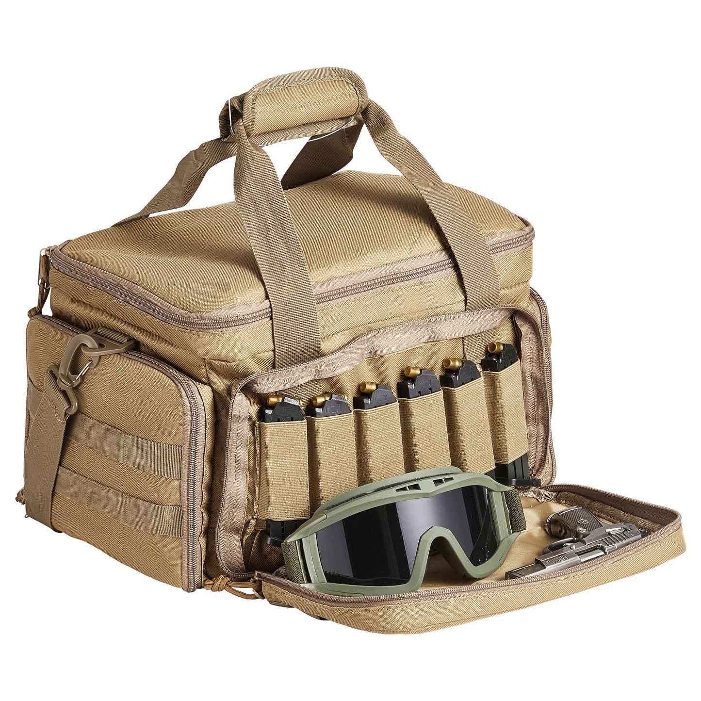 Soft Handgun Case for 4 Pistols with Shoulder Strap, Brown, 1.2 kg, 37×26×23 cm