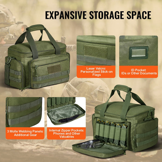 Soft Handgun Bag for 4 Pistols, Outdoor Shooting, Green, 1.2 kg, 600D Polyester