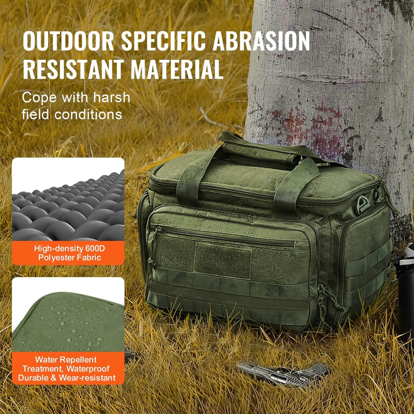 Soft Handgun Bag for 4 Pistols, Outdoor Shooting, Green, 1.2 kg, 600D Polyester