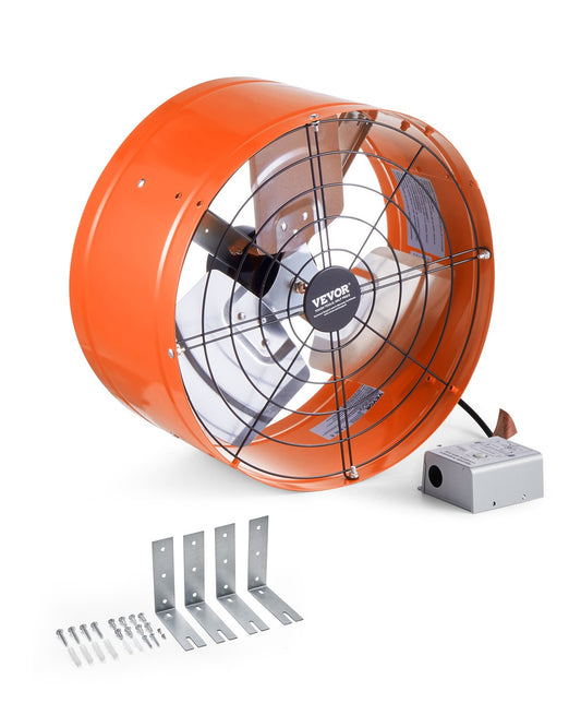 VEVOR 380 mm Gable Mount Fan 1650 CFM Attic Vent Fan with Adjustable Thermostat