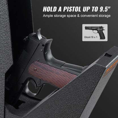 Biometric Pistol Safe with Triple Locking System, Auto Door & EPE Foam Lining
