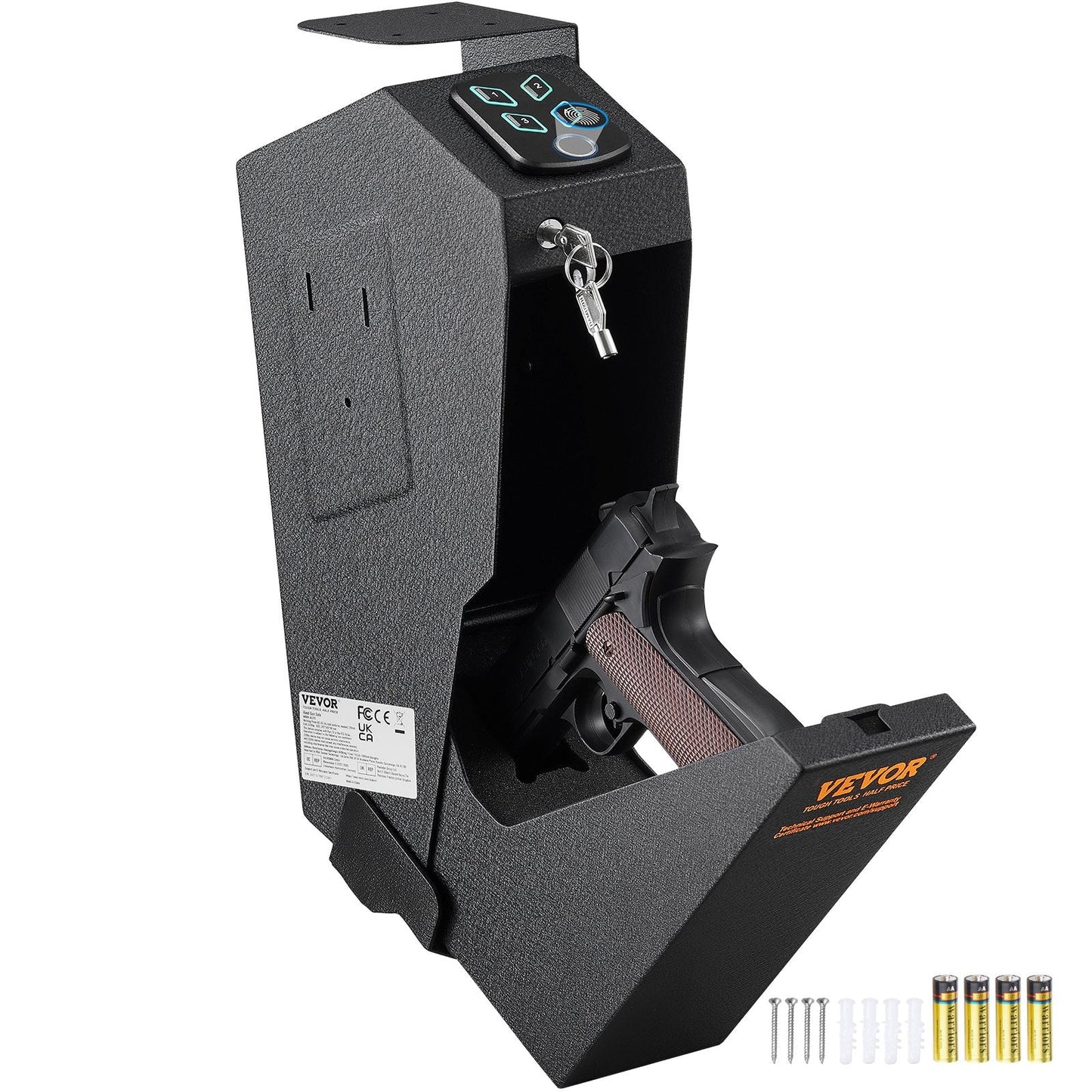 Biometric Pistol Safe with Triple Locking System, Auto Door & EPE Foam Lining