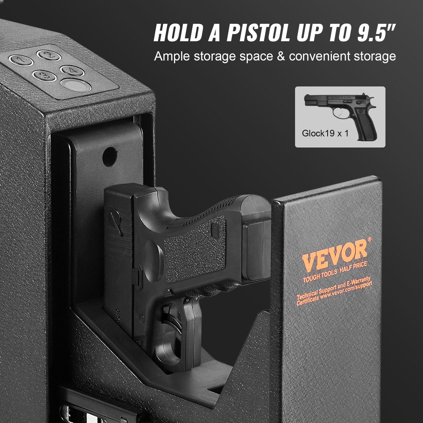 Biometric Pistol Safe with Triple Locking, Automatic Door, 5.35 kg, Black