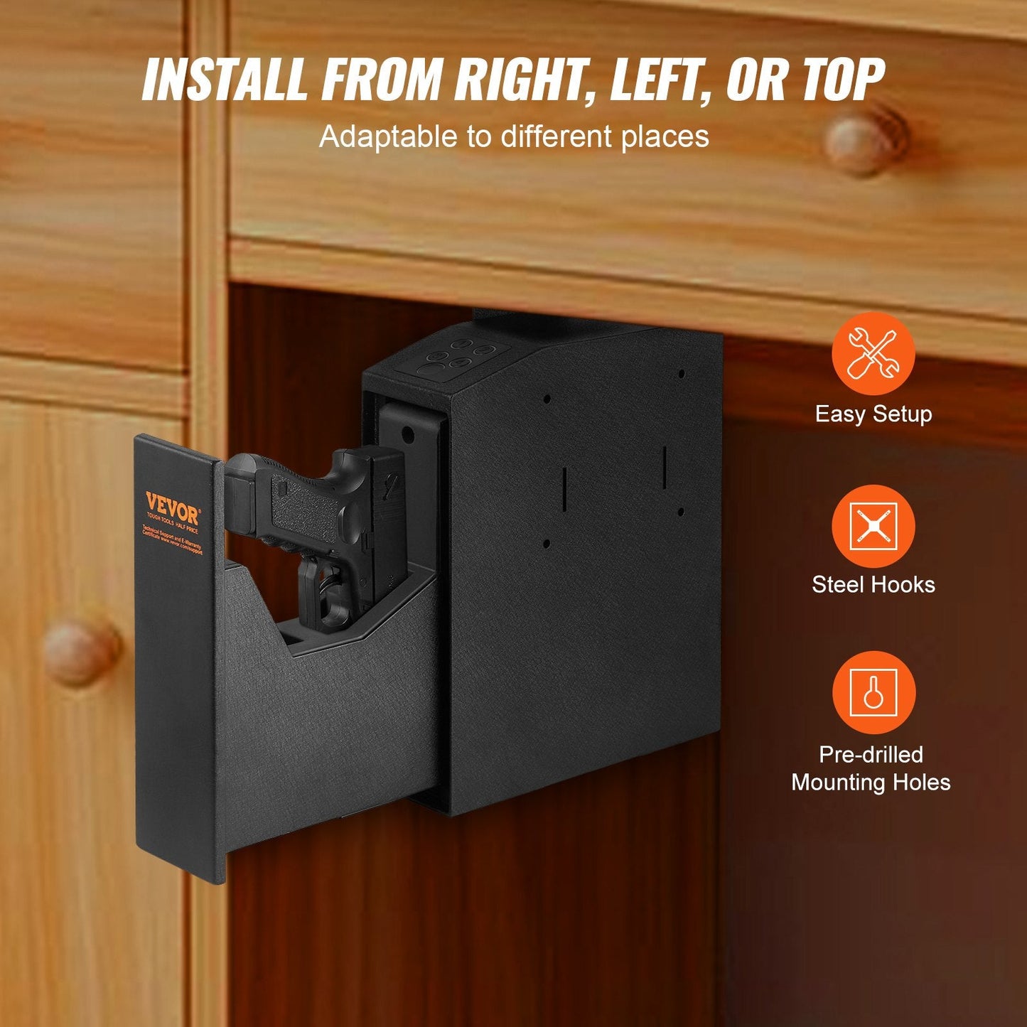 Biometric Pistol Safe with Triple Locking, Automatic Door, 5.35 kg, Black