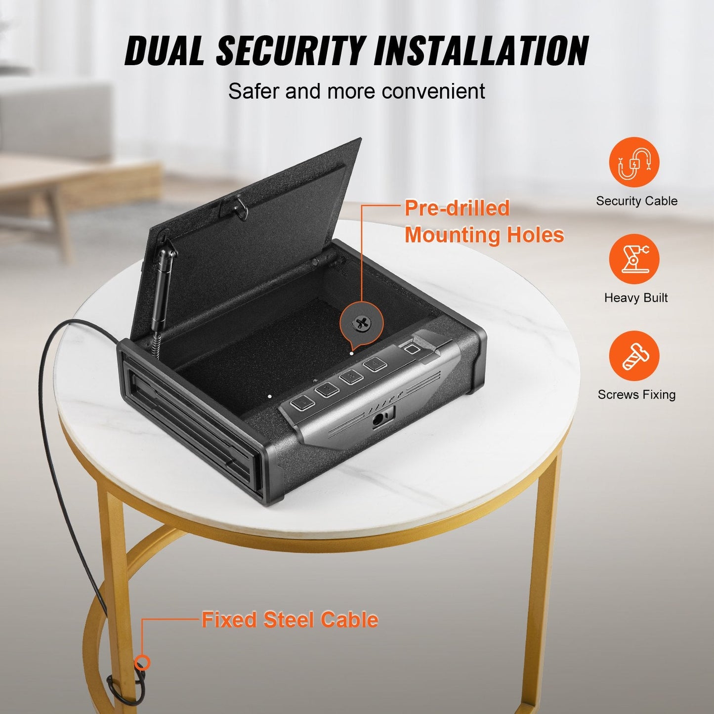 Biometric Gun Safe with 3 Access Modes for 2 Pistols, Automatic Door, Black
