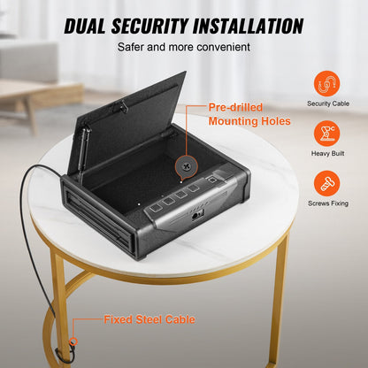 Biometric Gun Safe with 3 Access Modes for 2 Pistols, Automatic Door, Black