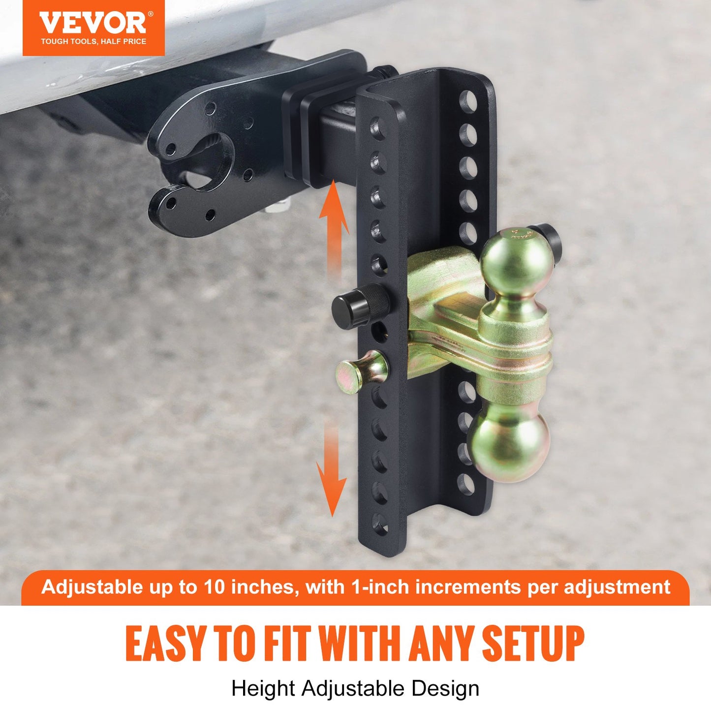VEVOR Adjustable Trailer Hitch, 25.4 cm Drop & 21.59 cm Rise Hitch Ball Mount with