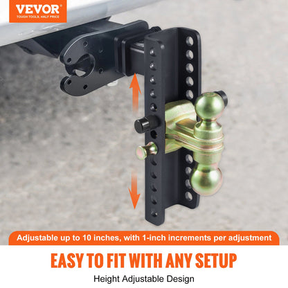 VEVOR Adjustable Trailer Hitch, 25.4 cm Drop & 21.59 cm Rise Hitch Ball Mount with