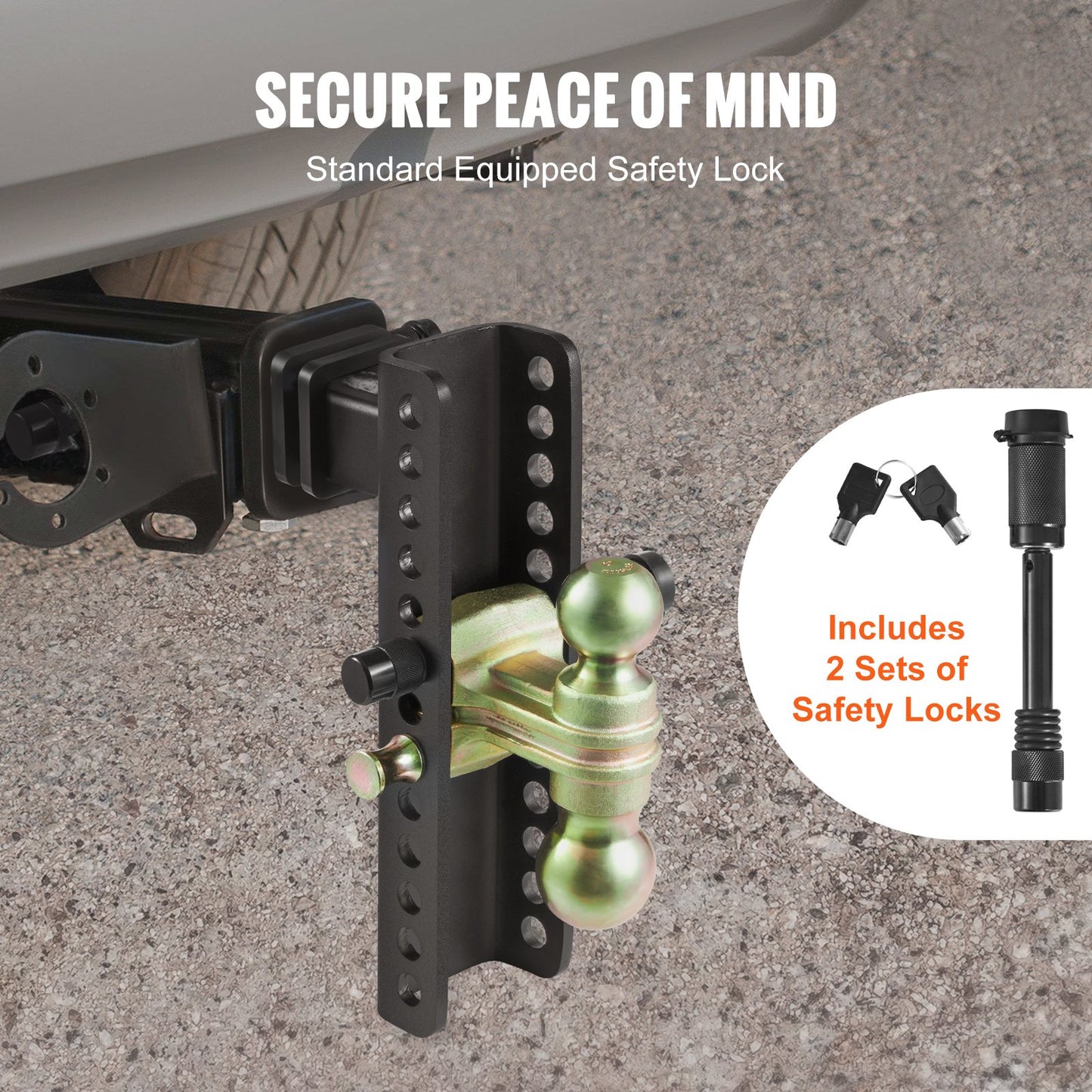 VEVOR Adjustable Trailer Hitch, 25.4 cm Drop & 21.59 cm Rise Hitch Ball Mount with
