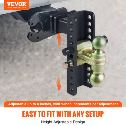 VEVOR Adjustable Trailer Hitch, 203.2 mm Drop & 165.1 mm Rise Hitch Ball Mount with
