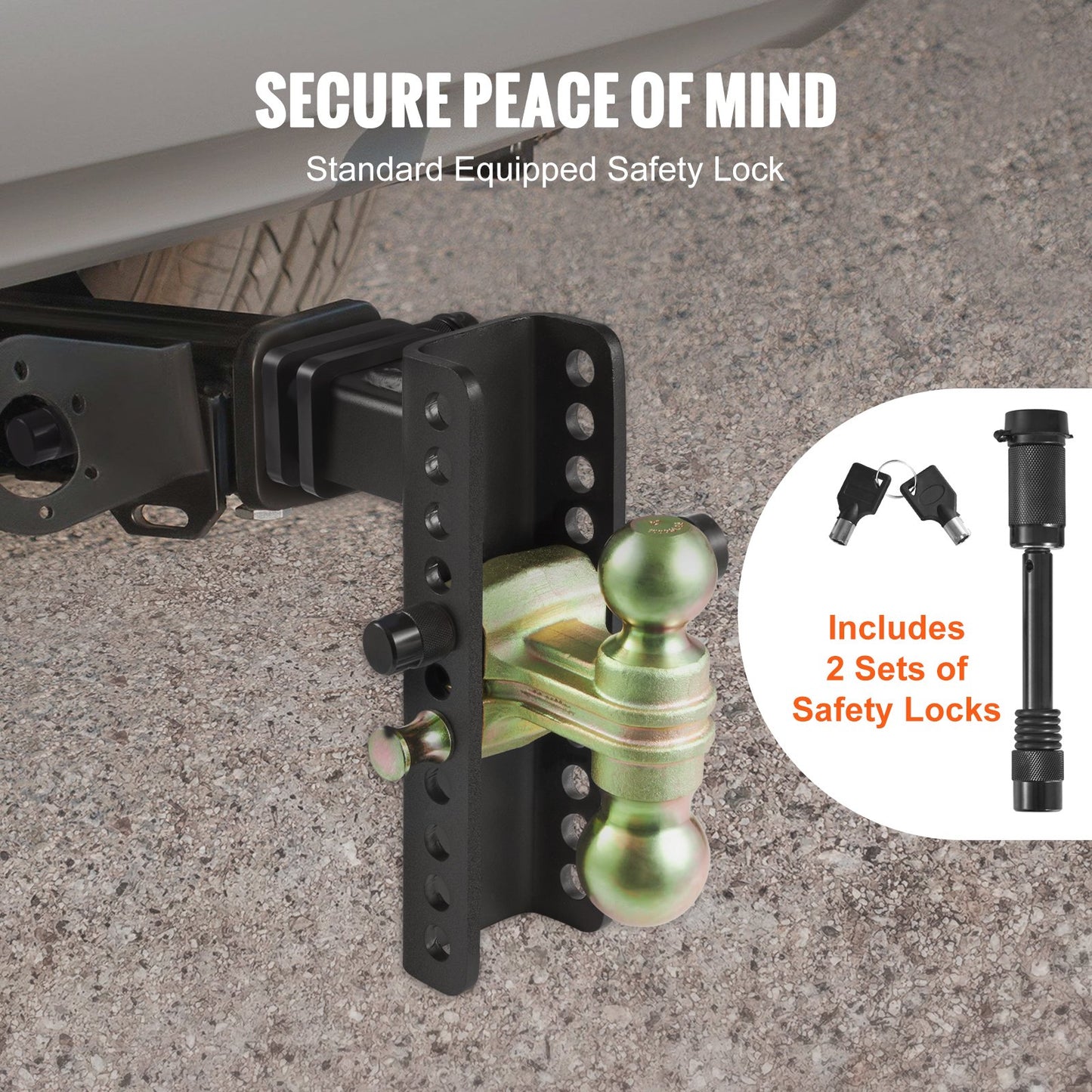 VEVOR Adjustable Trailer Hitch, 203.2 mm Drop & 165.1 mm Rise Hitch Ball Mount with