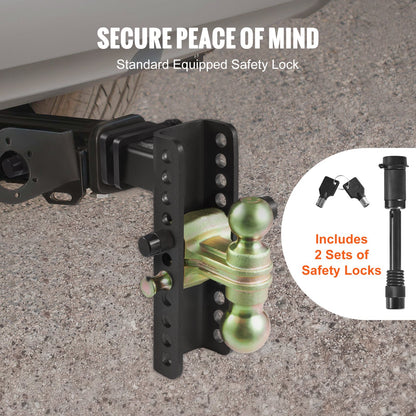 VEVOR Adjustable Trailer Hitch, 203.2 mm Drop & 165.1 mm Rise Hitch Ball Mount with