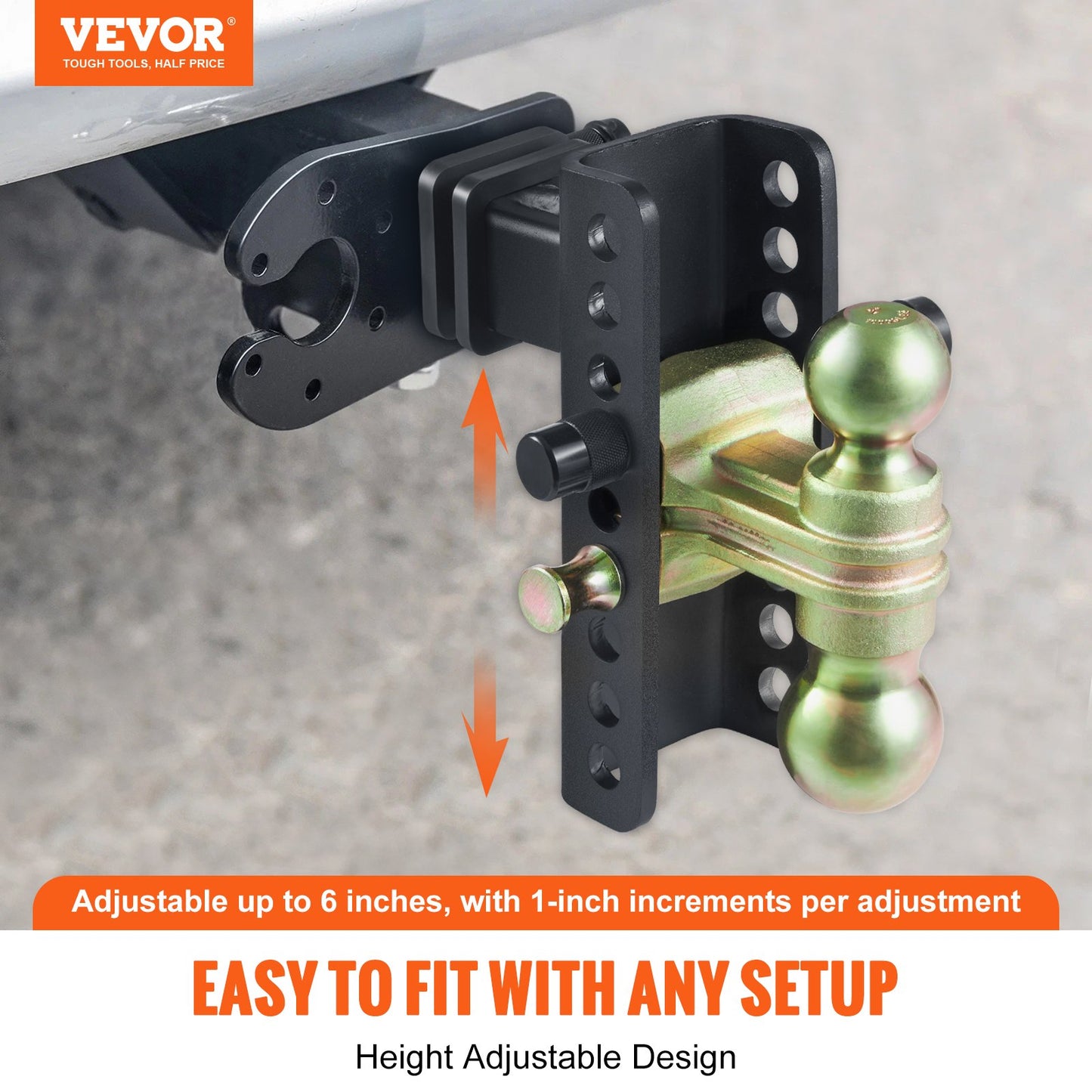 VEVOR Adjustable Trailer Hitch, 152.4 mm Drop & 114.3 mm Rise Hitch Ball Mount with