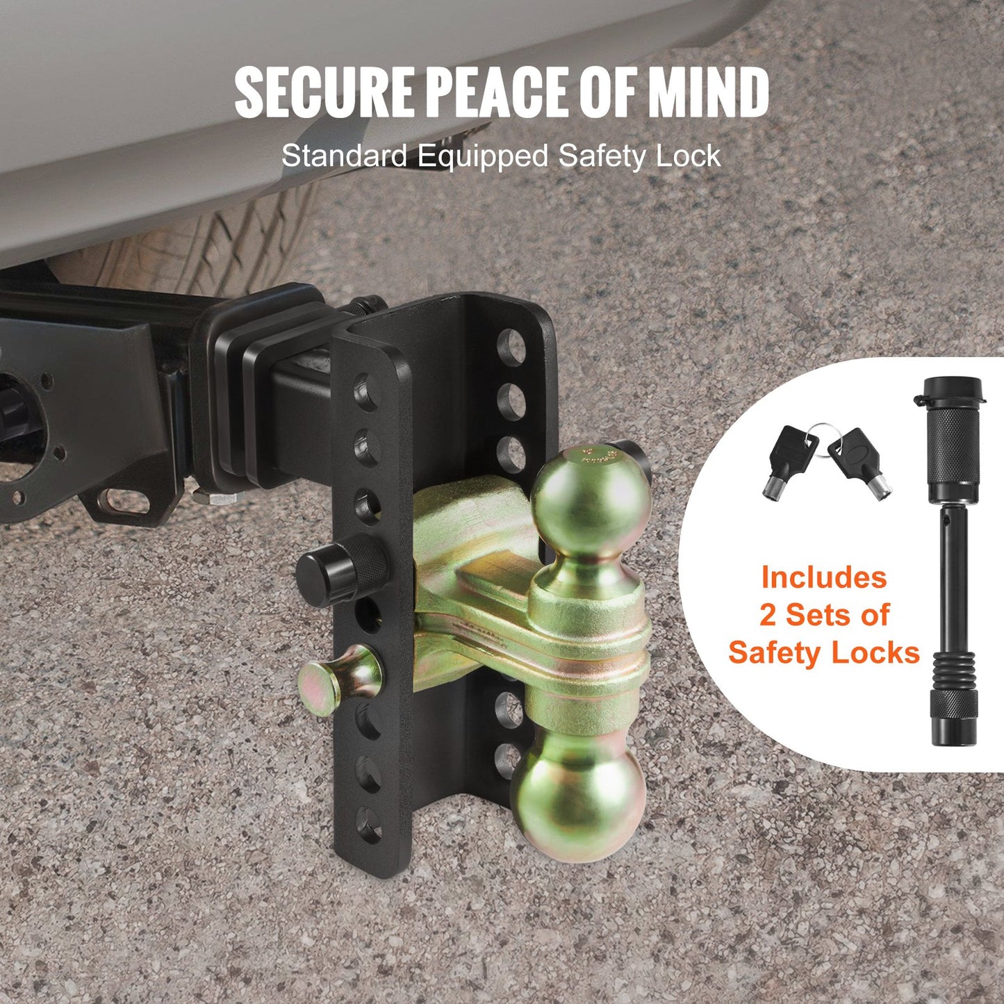 VEVOR Adjustable Trailer Hitch, 152.4 mm Drop & 114.3 mm Rise Hitch Ball Mount with