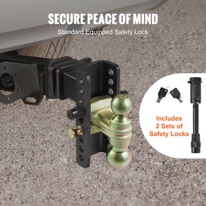 VEVOR Adjustable Trailer Hitch, 15cm Drop & 11.43cm Rise Hitch Ball Mount with 6.35cm