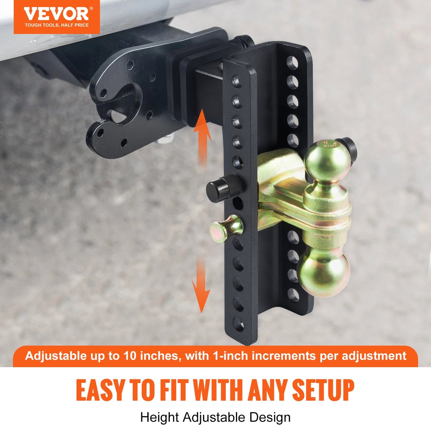 VEVOR Adjustable Trailer Hitch, 25 cm Drop & 21.59 cm Rise Hitch Ball Mount with