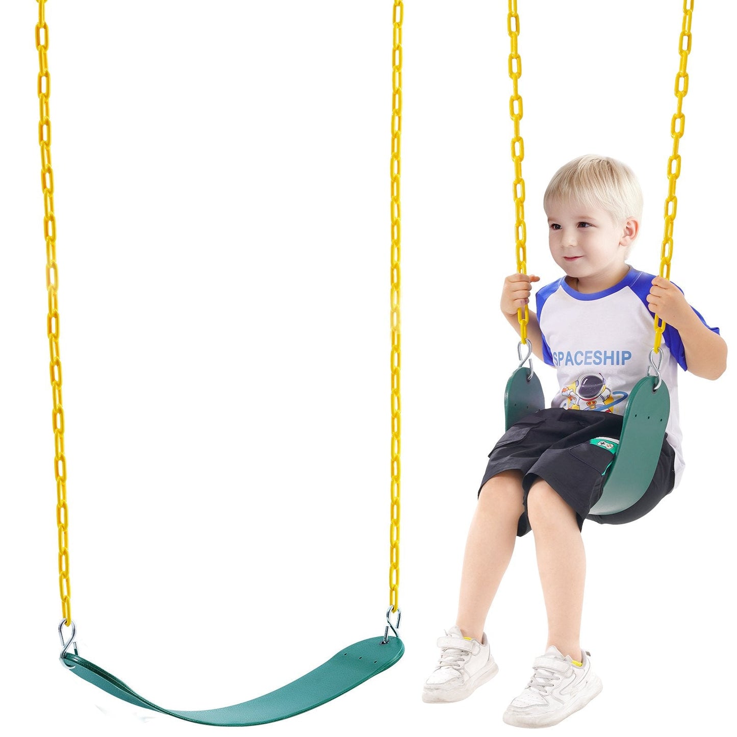 Heavy Duty Outdoor Swing Seats 2-Pack with 1.67m Chain, 136kg Capacity
