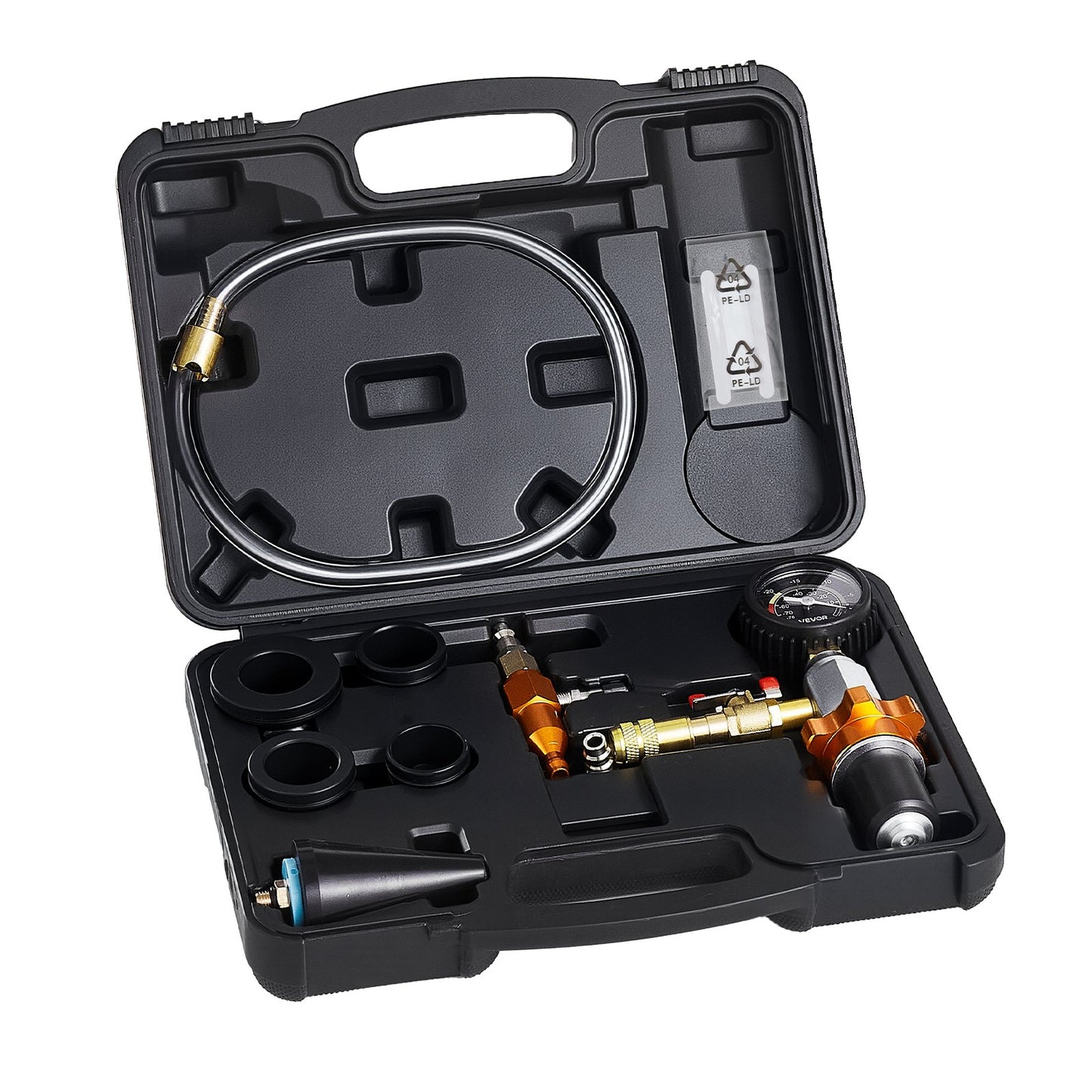 Radiator Vacuum Refill Kit, Automotives Cooling System Vacuum & Purge Fill Tool with Gauge, Portable Radiator Coolant Filling Kit with Toolbox, Universal Fit for Most Cars Vans SUVs and Trucks
