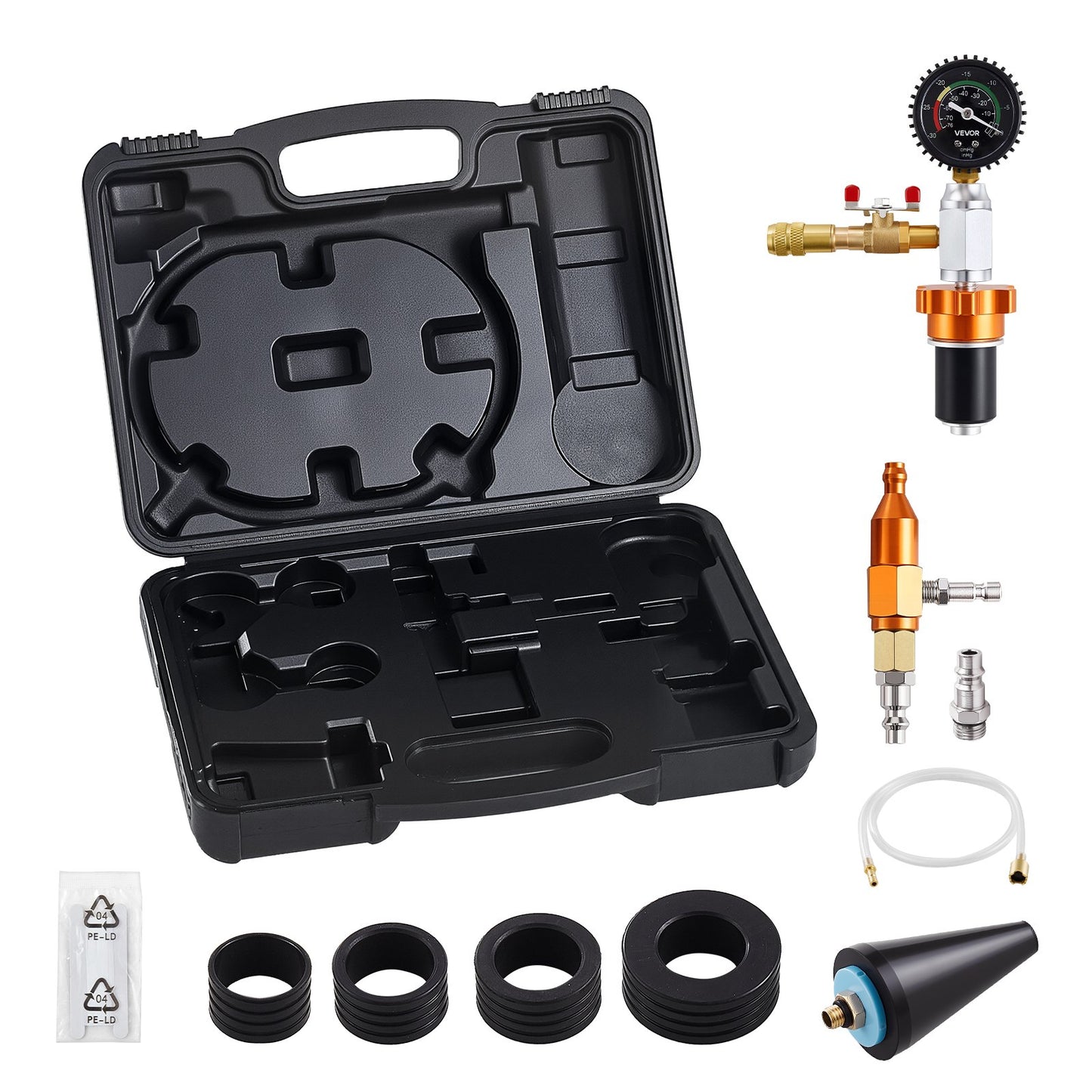 Radiator Vacuum Refill Kit, Automotives Cooling System Vacuum & Purge Fill Tool with Gauge, Portable Radiator Coolant Filling Kit with Toolbox, Universal Fit for Most Cars Vans SUVs and Trucks