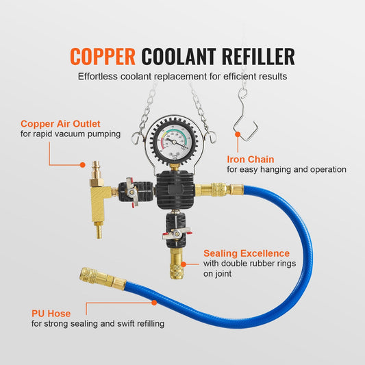 Universal Radiator Pressure & Coolant Vacuum Refill Kit with Accessories, 4.53 kg