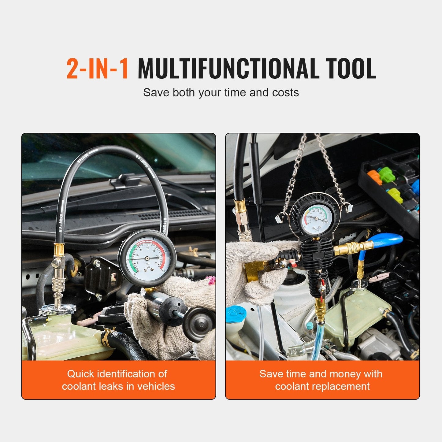 Universal Radiator Pressure & Coolant Vacuum Refill Kit with Accessories, 4.53 kg