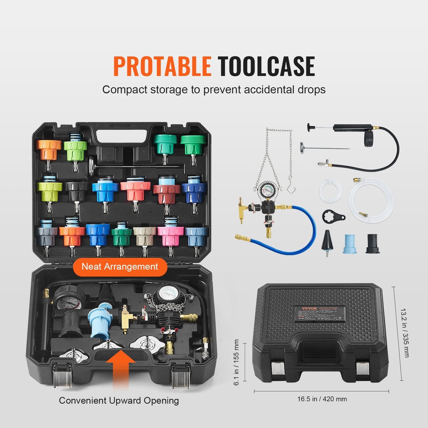 Universal Radiator Pressure & Coolant Vacuum Refill Kit with Accessories, 4.53 kg