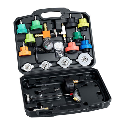 Coolant Pressure Tester Kit, 28Pcs Radiator Vacuum Refill Kit with 4 Adapters, Universal Fit, Automotive Cooling System Pressure Tester Kit, with Pressure Pump & Aluminum Alloy Purge Filler