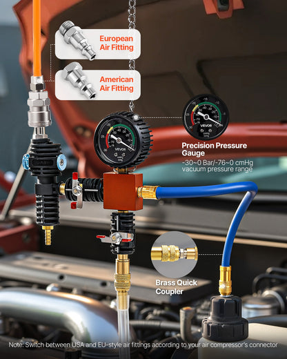 Coolant Pressure Tester Kit, 47Pcs Radiator Vacuum Refill Kit with 3 Metal Adapters, Universal Fit, Automotive Cooling System Pressure Tester Tool, with Pressures Pump & Aluminum-Plastic Filler