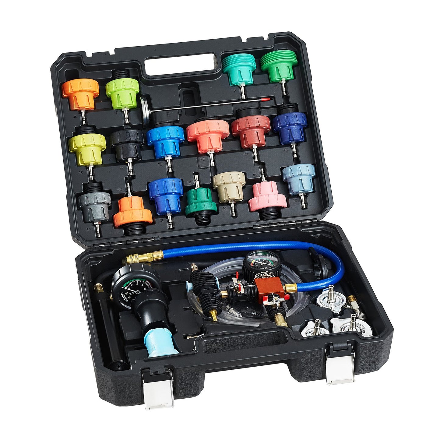 Coolant Pressure Tester Kit, 47Pcs Radiator Vacuum Refill Kit with 3 Metal Adapters, Universal Fit, Automotive Cooling System Pressure Tester Tool, with Pressures Pump & Aluminum-Plastic Filler