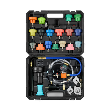 Coolant Pressure Tester Kit, 47Pcs Radiator Vacuum Refill Kit with 3 Metal Adapters, Universal Fit, Automotive Cooling System Pressure Tester Tool, with Pressures Pump & Aluminum-Plastic Filler