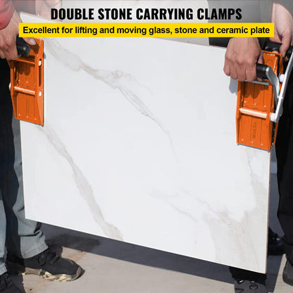 VEVOR 2 PCS Double Handed Stone Carrying Clamps, 50 mm Granite Lifting Tools with