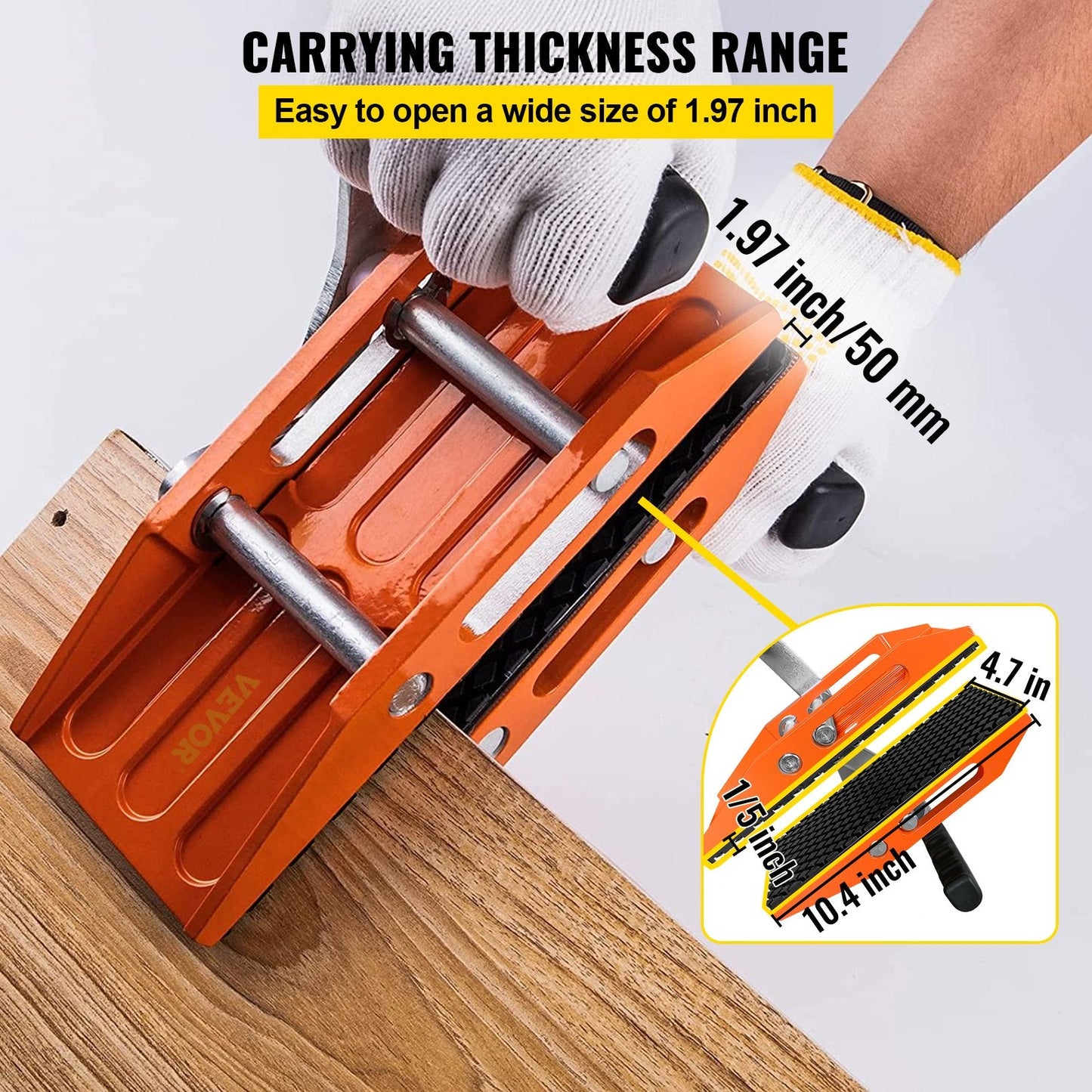 2 PCS Double Handed Stone Clamps, 0-0.05m Opening, 200kg Capacity
